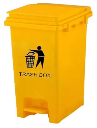 DUAS Slim Pedal Recycling Bin, stylish and space saving waste solution for kitchen, home, office, or bathroom. Hands free lid with foot pedal for easy, hygienic disposal. (30L Yellow)