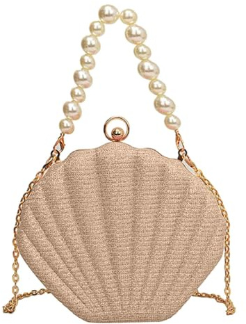 Damen Muscheltasche Glitzer Pailletten Clutch Tasche Funkelnd Schultertasche Hochzeit Brautbörse Handtasche Elegante Glänzend Umhängetasche Klein Tasche für Abschlussball Bankett-Party