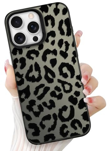 Newseego Case for iPhone 16 Pro Max, Cute Leopard Pattern Phone Cover for Girls and Women Aesthetic Glossy Finish Cheetah Animal Print Slim TPU Shockproof Case for iPhone 16 Pro Max-Black