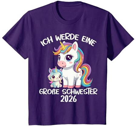 Ich werde große Schwester 2026 süßes Einhorn Baby Einhörner T-Shirt