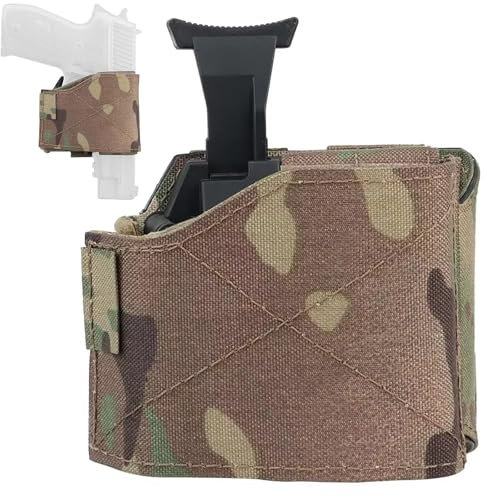 AQzxdc Universal Pistol Holster MOLLE Hunting Airsoft Shooting Quick Pull Holster Tactical Belt Vest Plate Carrier Carry Holster Gear(Cp)