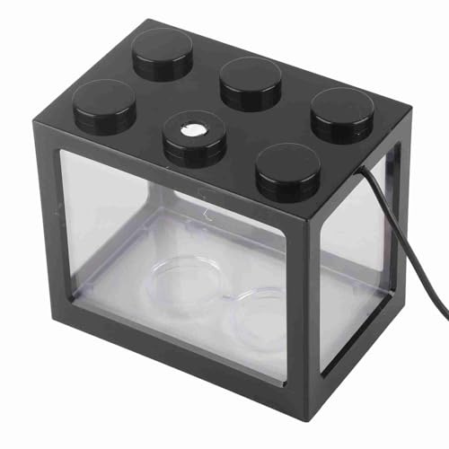 Naroote Mini Fischtank, Desktop Aquarium USB Mini Fischtank Fisch Desktop Aquarium Schüssel Goldfischtank für Büro -Tee -Tischdekoration (Black)