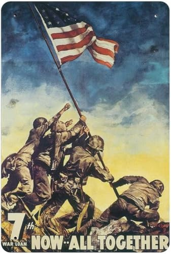 Metallschilder Jetzt Alle Zusammen Iwo Jima Vintage Zweiten Weltkrieg Zwei Ww2 Wwii Usa Militär Hofschilder Dekoration Retro Metall Poster, Für Bar, Toilette, Café-Bar, 30x40cm