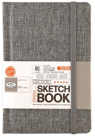 Royal & Langnickel 4 x 6 inch Grey Fabric HARDBOUND Sketchbook