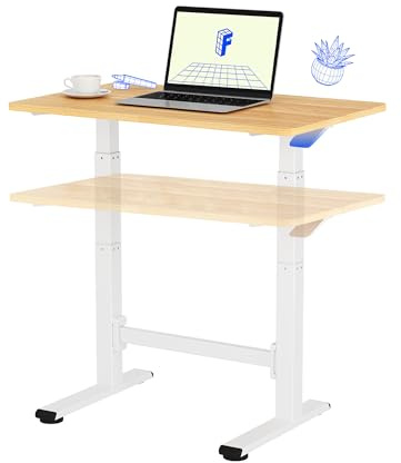FLEXISPOT Bedside Table Pneumatic Standing Desk with Wheels for Small Space | Height Adjustable Rolling Laptop Table, Mobile Bedside Workstation for Bedroom Living Room Office, 80 x 50 Maple