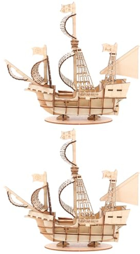 GLSTOY 2 Satz 3D Holz Segelboot Puzzle Modellbausatz Pädagogisches Selbstgemacht 3D Holzpuzzle für Erwachsene Detailreiches Segelschiff Tischmodell zum Basteln und Dekorieren