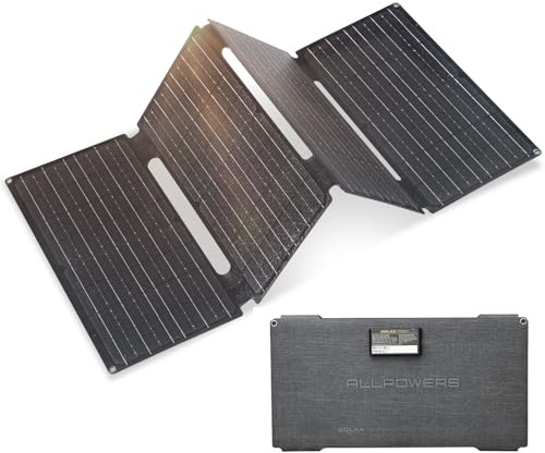ALLPOWERS SE60 Panneau solaire pliable 60 W avec 3 ports (USB-C+USB-A+DC), chargeur solaire portable étanche IP68 pour téléphone portable, panneau solaire en plein air pour smartphone, batterie