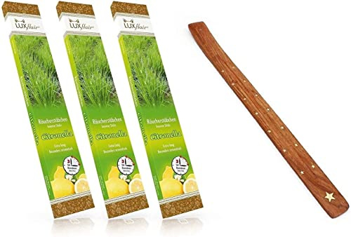Luxflair XXL Bâtonnets d'encens géants pour Le Jardin Set de 3, Parfum Citronnelle 20 pièces, 3 Heures d'incandescence par pièce pour BBQs, Camping