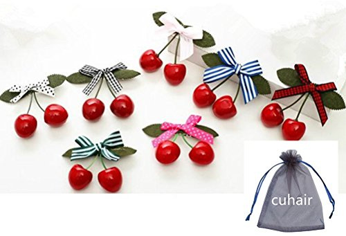cuhair 7 Stück Kirsche Frauen Mädchen Kinder Pferdeschwanzhalter Haargummi Haarseil Harrband Haarschmuck hair accessoris