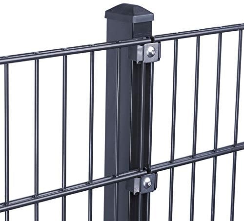 HORI® Doppelstabmattenzaun Komplettset I Metallzaun Gartenzaun I Robust und wetterfester Zaun I Höhe 123 cm I Anthrazit I RAL 7016 I mit Klemmhaltern I Zaunlänge 5 m