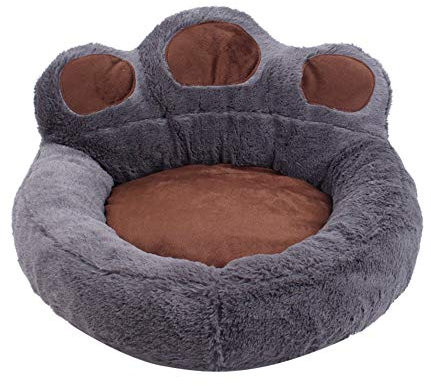 Bärentatze Form Hundebett,Abnehmbar,Indoor und Outdoor,Waschbar Hundekissen Haustier Katze Hundesofa Hundekörbchen S M L Hundekorb Katzen-Nest Hundebett Gepolstert-L:73x80cm-grau