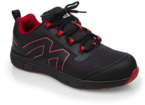 Slipbuster Footwear BB421-46 Mesh Safety Trainer Shoe, SB, FO, SRC, Size 46, Black
