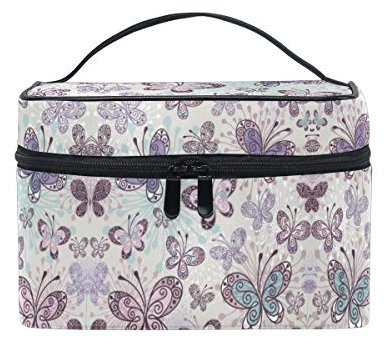Art Butterfly Makeup Tasche Organizer Kosmetikkoffer Kosmetiktasche Kulturbeutel Groß Bag für Mädchen Frauen Damen