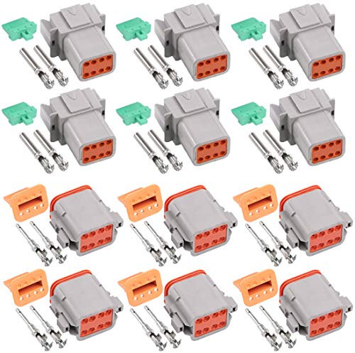 Glarks 102 Stück 8-poliger versiegelter grauer Stecker und Buchse, automatischer, wasserdichter elektrischer Kabelverbinder, Stecker 22–16 AWG, Stecker für Motorrad, Roller, Auto, LKW, Boote