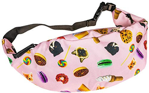 cosey - Bauchtasche Damen und Herren, stylische Hüfttasche, Gürteltasche für Reise, Sport & Outdoor - Design Süßigkeiten Pink