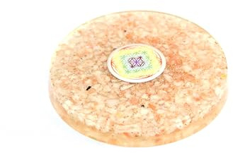 Prajet Sunstone Orgone Coaster | Crystal Energy Coaster for Positivity, Confidence, Success & Home Decor & Aura Cleansing