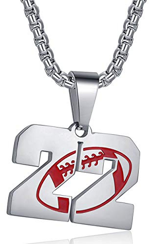 American Football Rugby Jersey Number 22 Pendant Necklace for Women Men