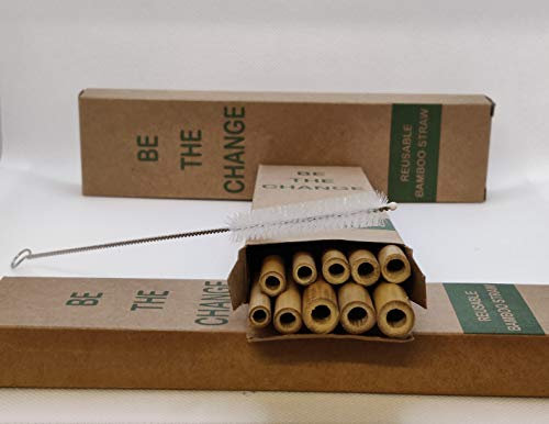 LizLad Lot de 10 pailles réutilisables en bambou avec brosse de nettoyage