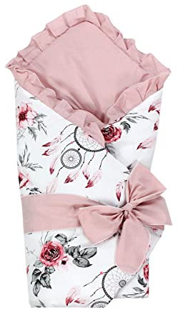 TupTam Unisex Baby Einschlagdecke mit Schleife, Farbe: Traumfänger Rosa, Größe: 70 x 70 cm