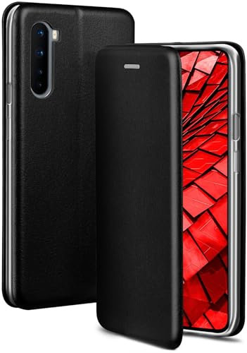 ONEFLOW Business Case für OnePlus Nord Handyhülle klappbar mit Standfunktion, Klapphülle Flipcase Cover Dünn, PU Leder Hülle mit Kartenfach, 360 Grad Schutzhülle, Schwarz