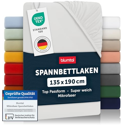 Blumtal® Spannbettlaken 135x190cm - Bettlaken 135x190 aus Microfaser im 2er Set - Oekotex zertifiziertes Spannbetttuch 135x190 - Spannbettlaken 135x190 / Spannleintuch 135x190 - Bettlaken - Elfenbein