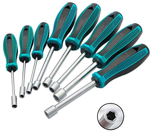 Ningvong Douille hexagonale, tournevis à six pans creux manuel, tournevis à douille, simple-Ensemble de 15 pièces (1 pour chaque spécification)