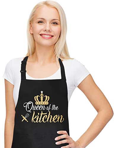 JOELELI Lustige Backschürze für Frauen, Baumwolle, Backschürze, Küchenschürze, Kochschürze, mit Taschen, verstellbare Bäckerschürze, Kochschürze, Lätzchen, Schürzen, Idee, Geburtstagsgeschenke für
