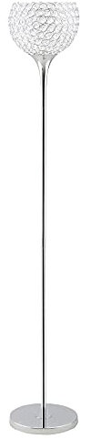 HOMCOM Modern Floor Lamp with K9 Crystal Lampshade, Tall Standing Lamp with E27 Bulb Base and Foot Switch for Living Room Bedroom Study Office Silver