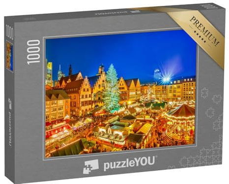 puzzleYOU: Puzzle 1000 Teile „Traditioneller Weihnachtsmarkt in der Altstadt von Frankfurt, Deutschland“ – aus der Puzzle-Kollektion Frankfurt, Deutsche Städte