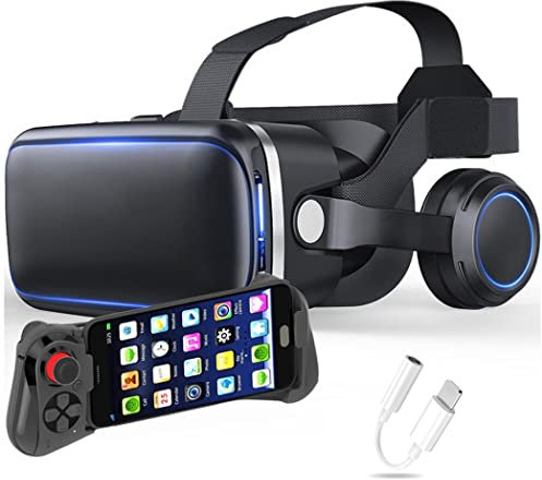 JYMYGS VR Glasses, Virtual Reality Headset, VR Headsets Support Android and IOS, Bluetooth Connection for iPhone 13 Pro Max/13 Pro/13/12/11, for Samsung Galaxy S21, Huawei, Xiaomi