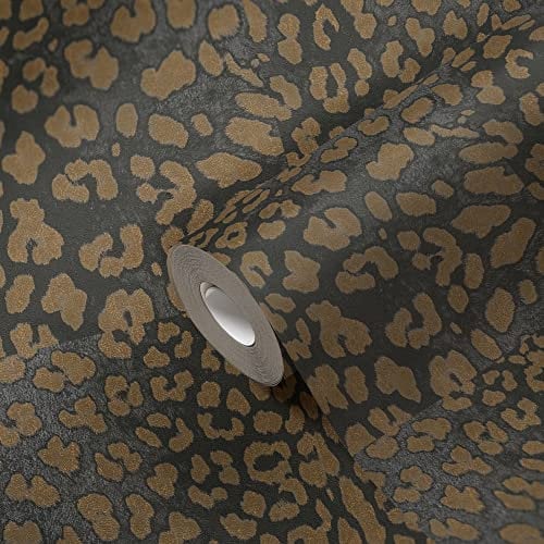 Livingwalls WTD 385234 Papier peint non tissé Motif léopard Doré/noir 10,05 x 0,53 m