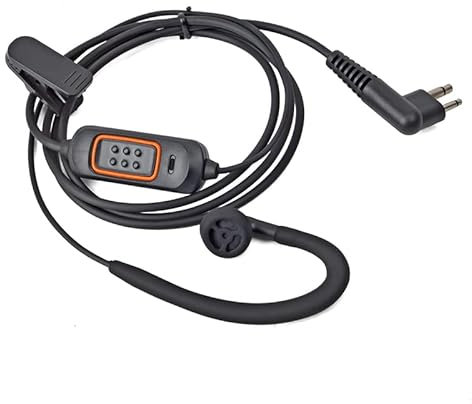 HYSHIKRA Auricular de Radio Compatible con DP1400 CP040 GP300 GP88 Walkie Talkie, Pinganillo con Manguera en Forma de G con micrófono y PTT para guardaespaldas de Seguridad
