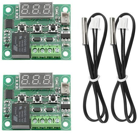 BGTXINGI 2PCS W1209 Digital Thermostat high Precision Temperature Control Switch Module DC 12V Micro Temperature Control Board and NTC 10K Thermistor Waterproof Sensors Digital Temperature Probe