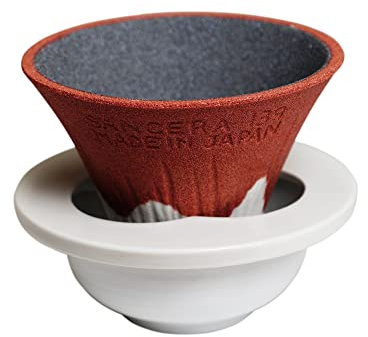 Mt. Fuji Keramik-Kaffeefilter, hergestellt in Japan, wiederverwendbar, Rot