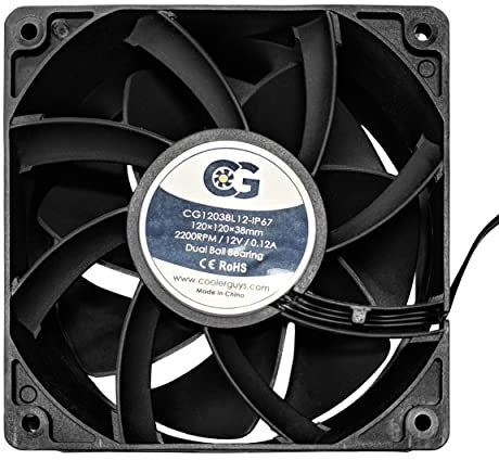 Coolerguys 12vDC Waterproof IP67 Fan (Low Speed, 120x38mm)
