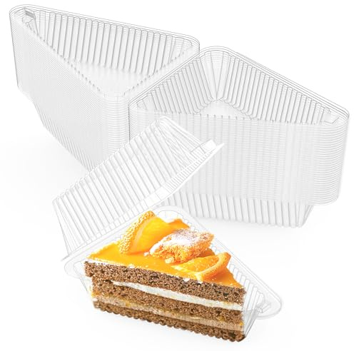 100 recipientes de plástico para rebanadas de pasteles, 5 pulgadas con tapa con bisagras para tartas de queso, para hogar, panadería y café