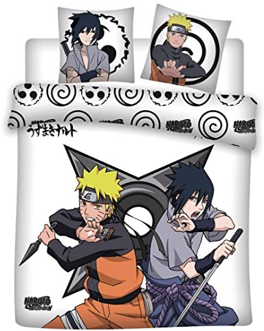 Aymax Bettwäsche für Doppelbett, Naruto und Sasuke, Bettbezug 240 x 220 cm + 2 Kissenbezüge, 100% Mikrofaser
