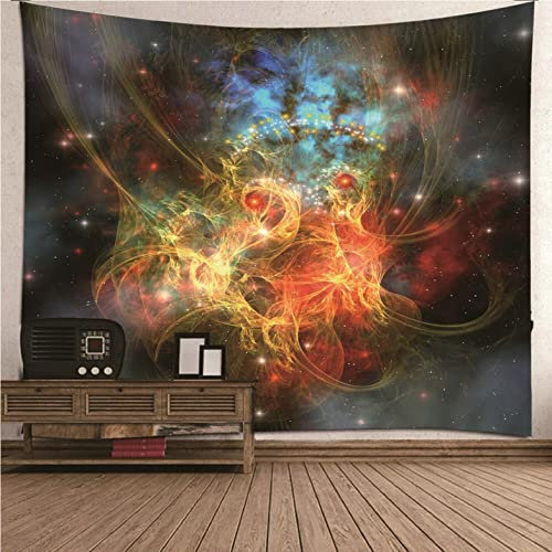 UNZYE Wandteppich XXL 3D Wandtuch Landschaft Universum Sternenhimmel Thema Wandbehanghaken Wanddekoration Zum Aufhängen Bunt Art Deco Wanddecke Schlafzimmer Wohnzimmer 350x250CM