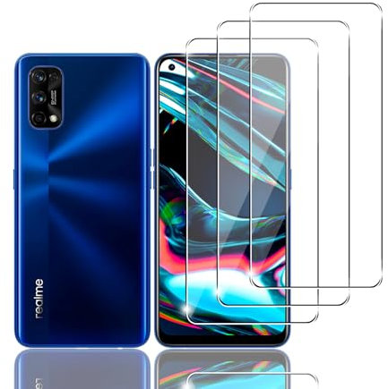 Kziwii 3 Piezas Protector Pantalla para Realme 7 Pro Vidrio Templado, Dureza 9H, Antihuellas, Sin Burbujas, Antiarañazos, Cristal Templado Alta Definicion
