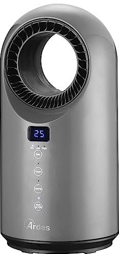 ARDES | AR4P04RG CYCLOP GRAY Termoventilatore Ceramico Bladeless Oscillante 1500W, Termoventilatore Senza Pale Programmabile Timer 12 Ore, Termoventilatore Silenzioso Smart con Display LED Touch