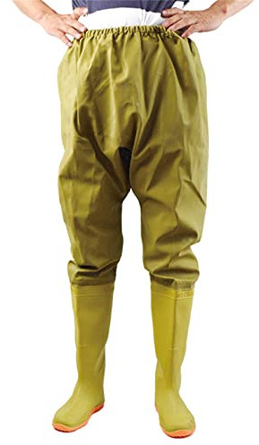 HWBZSZY Angelkleidung Jagd Wathose Wasserdichter Anzug Atmungsaktive Hüftwathose Overalls Fischhose PVC Gummi rutschfeste Regenstiefel Outdoor Angeln Jagdhose 110Cm,Beige,41 EU