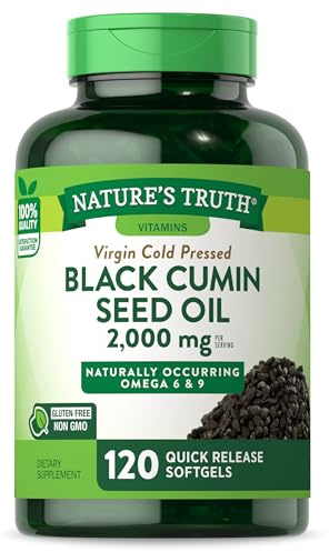 Nature's Truth Black Seed Oil Pills | 2,000mg | 120 Softgels | Virgin Cold Pressed Cumin | Non-GMO and Gluten Free Supplement