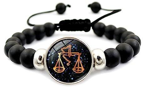 LODMLOER Waage-Sternzeichen-Armband Für Damen, 12 Sternzeichen-Armbänder, Leder-Charm-Armbänder Für Damen Und Herren, Modeschmuck-Accessoires Für Ehefrau, Freundin, Waage
