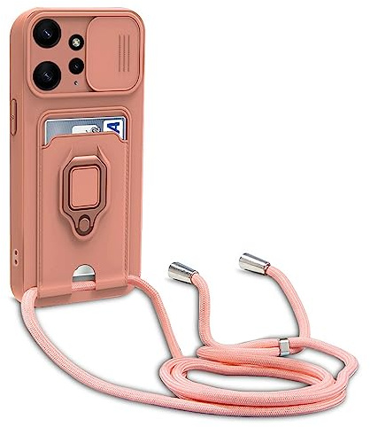 yanasuo Cordon de Coque Compatible avec Xiaomi Redmi Note 12 4G, Collier pour Étui Colliers de cellulaire, Silicone Cover Protection de la Caméra Étui Lanyard Case-Pink