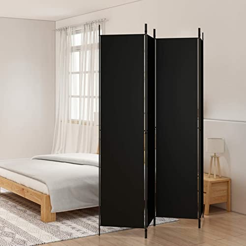 Homgoday 4-TLG. Paravent Raumtrenner Klappbar Raumteiler Faltbildschirm Raumabtrennung Umkleide Sichtschutzwand Stellwand für Wohnzimmer Schlafzimmer Büro Schwarz 200x220 cm Stoff
