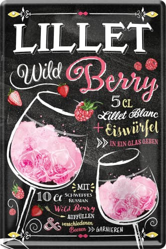 Blechschild ''Wild Berry'' 20x30cm Geschenk Lustige Sprüche Feier Vintage Retro Geburtstag Deko Party Überraschung Fan Alkohol Cocktail Likör Sekt Getränk Party