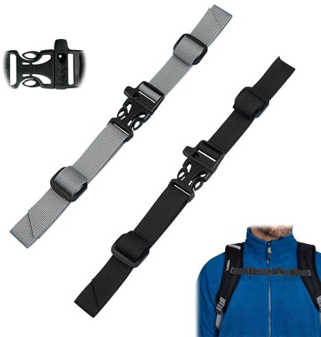 AZWOOD Adjustable Backpack Chest Strap, 2 Pair Non-Slip Chest Belts with Quick Release Hiking All-Purpose Webbing Nylon with Buckle - Backpack Sternum Straps for Travel Climbing School Bag School Bag