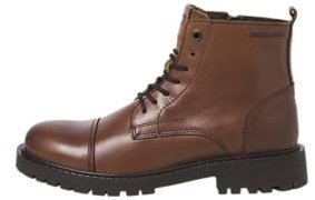 JACK & JONES Jfwtremor-Stivale in Pelle, Stivaletti Stringati Uomo, Cognac, 42 EU