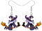 RAIDIN Acryl kreative süße Halloween Hexe Ohrringe für Damen Mädchen Hexenhut Zaubererhut baumeln Haken Ohrringe Punk-Schmuck Geschenke für Festival Dekoration (Schwarze Katze Ohrring)