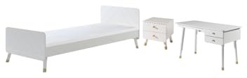 möbelando Jugendzimmer-Set >Billy< in Satin Weiß aus Massiv Kiefer und MDF